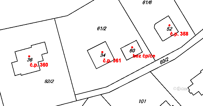 Horní Nemojov 361, Nemojov na parcele st. 34 v KÚ Horní Nemojov, Katastrální mapa