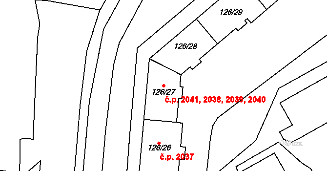 Horní Litvínov 2038,2039,2040,2041, Litvínov na parcele st. 126/30 v KÚ Horní Litvínov, Katastrální mapa