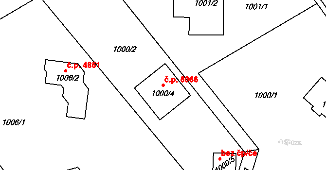 Proseč nad Nisou 5066, Jablonec nad Nisou na parcele st. 1000/4 v KÚ Proseč nad Nisou, Katastrální mapa