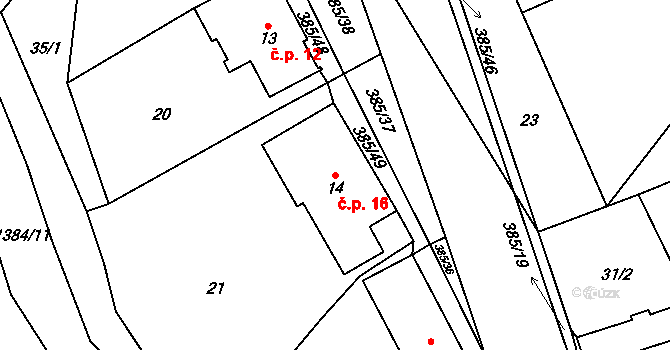 Horní Libchavy 16, Libchavy na parcele st. 14 v KÚ Prostřední Libchavy, Katastrální mapa