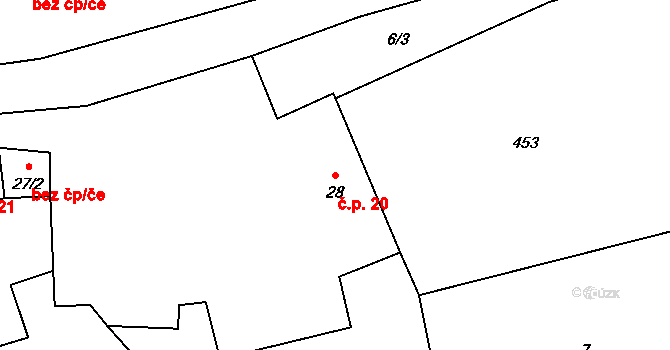 Beroun-Jarov 20, Beroun na parcele st. 28 v KÚ Jarov u Berouna, Katastrální mapa
