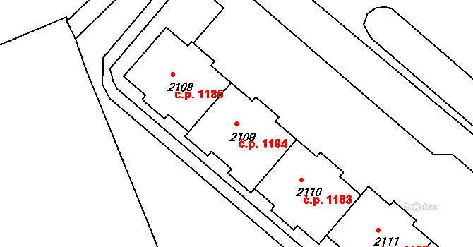 Neratovice 1184 na parcele st. 2109 v KÚ Neratovice, Katastrální mapa