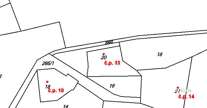 Branišov 13, Kdyně na parcele st. 20 v KÚ Branišov na Šumavě, Katastrální mapa