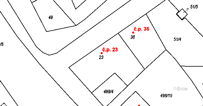 Dražkov 23, Sezemice na parcele st. 23 v KÚ Dražkov nad Labem, Katastrální mapa