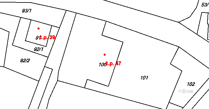 Heřmanice 47, Starý Jičín na parcele st. 100 v KÚ Heřmanice u Polomi, Katastrální mapa
