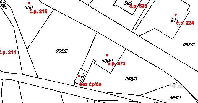 Mořkov 473 na parcele st. 500/1 v KÚ Mořkov, Katastrální mapa