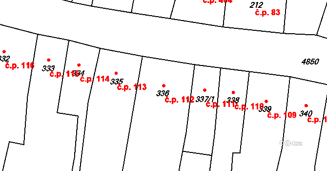 Louny 112 na parcele st. 336 v KÚ Louny, Katastrální mapa