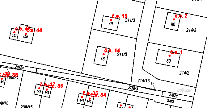 Rašovice 14, Týniště nad Orlicí na parcele st. 78 v KÚ Rašovice u Týniště nad Orlicí, Katastrální mapa