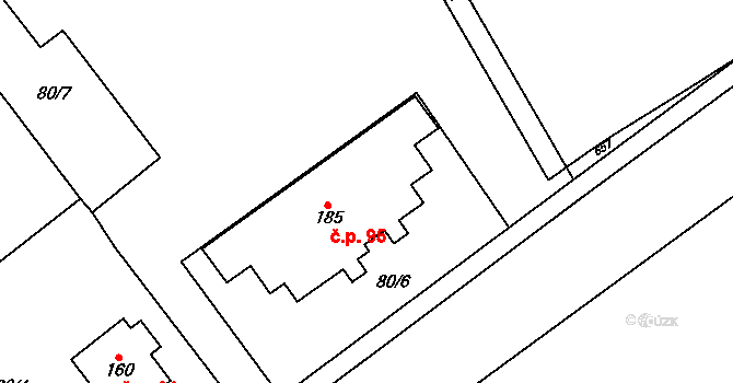 Kotouň 95, Oselce na parcele st. 185 v KÚ Kotouň, Katastrální mapa