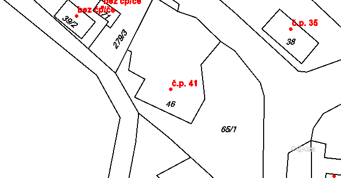 Kucíny 41, Příchovice na parcele st. 46 v KÚ Kucíny, Katastrální mapa