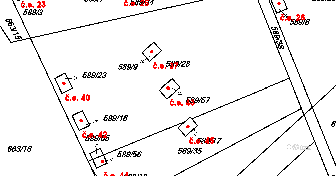 Přerov IV-Kozlovice 43, Přerov na parcele st. 589/57 v KÚ Kozlovice u Přerova, Katastrální mapa