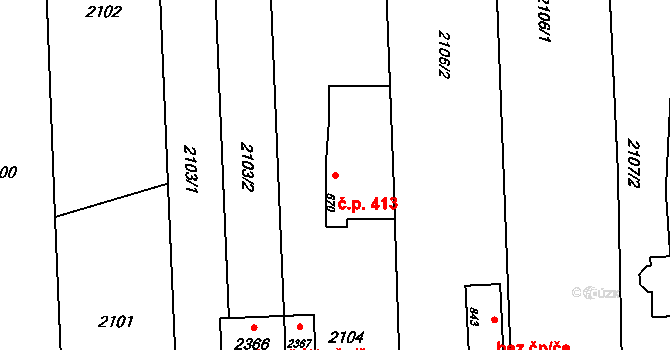 Hranice IV-Drahotuše 413, Hranice na parcele st. 670 v KÚ Drahotuše, Katastrální mapa
