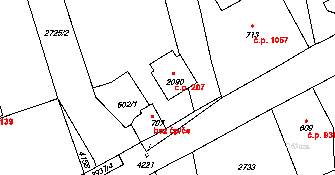 Lipník nad Bečvou I-Město 207, Lipník nad Bečvou na parcele st. 2090 v KÚ Lipník nad Bečvou, Katastrální mapa