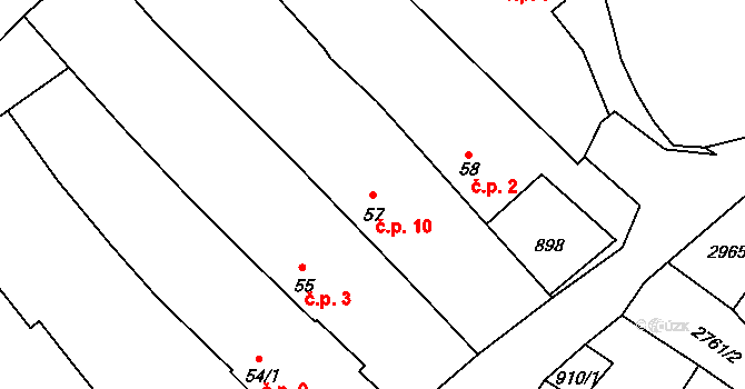 Čížov 10, Chabeřice na parcele st. 57 v KÚ Chabeřice, Katastrální mapa