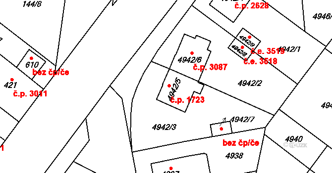 Jihlava 1723 na parcele st. 4942/5 v KÚ Jihlava, Katastrální mapa