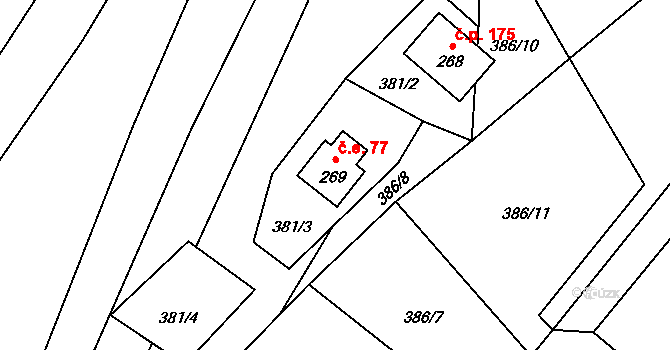 Tyra 77, Třinec na parcele st. 269 v KÚ Tyra, Katastrální mapa