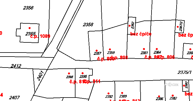Rýmařov 809 na parcele st. 2357 v KÚ Rýmařov, Katastrální mapa
