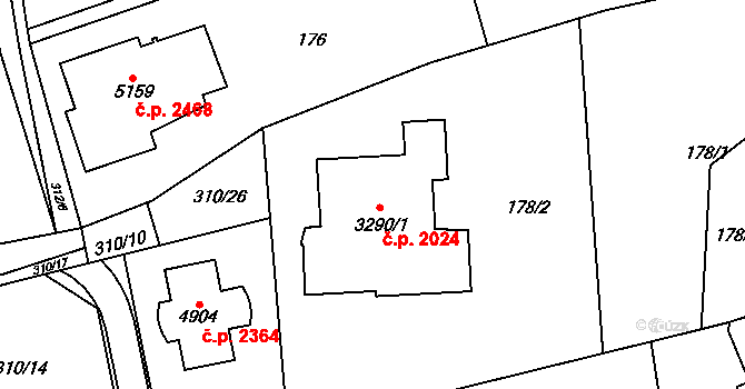 Blansko 2024 na parcele st. 3290/1 v KÚ Blansko, Katastrální mapa