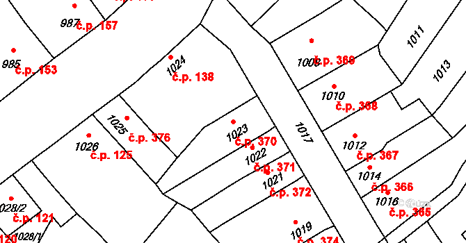 Velká Bystřice 370 na parcele st. 1023 v KÚ Velká Bystřice, Katastrální mapa