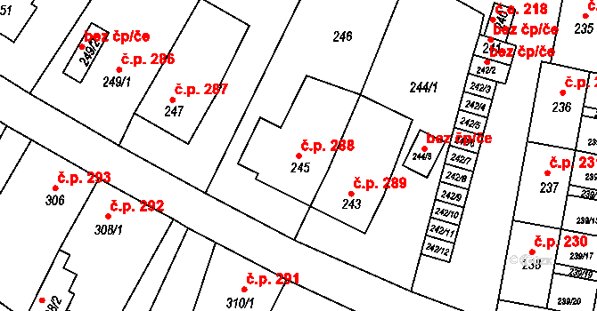 Miřetice u Klášterce nad Ohří 288, Klášterec nad Ohří na parcele st. 245 v KÚ Miřetice u Klášterce nad Ohří, Katastrální mapa