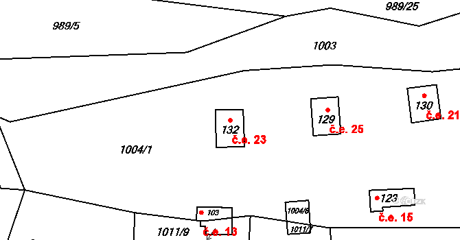 Číhalín 23 na parcele st. 132 v KÚ Číhalín, Katastrální mapa
