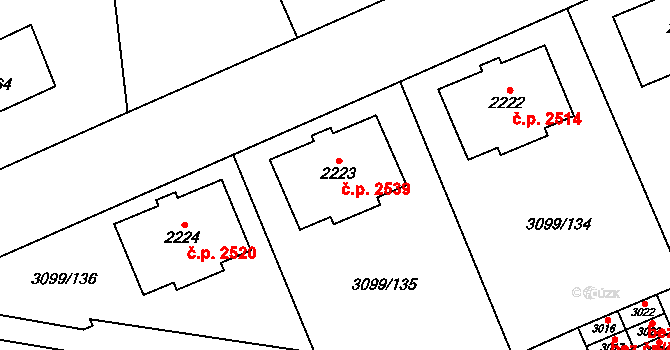 Břeclav 2539 na parcele st. 2223 v KÚ Břeclav, Katastrální mapa