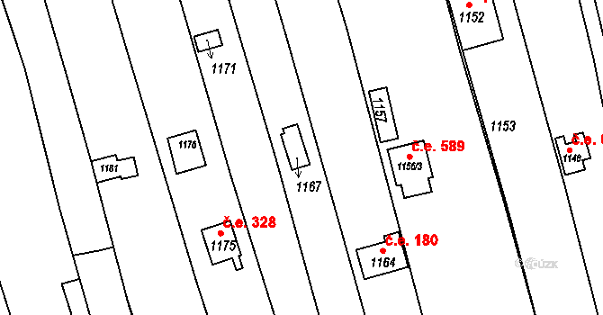 Pisárky 306, Brno na parcele st. 1167 v KÚ Pisárky, Katastrální mapa