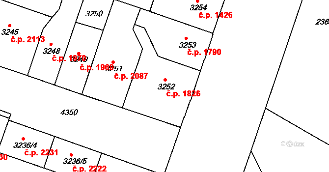Teplice 1826 na parcele st. 3252 v KÚ Teplice, Katastrální mapa