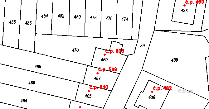 Jablůnka 508 na parcele st. 469 v KÚ Jablůnka, Katastrální mapa