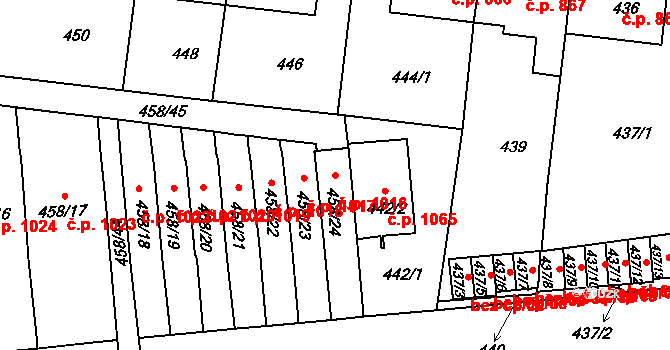 Střešovice 1016, Praha na parcele st. 458/24 v KÚ Střešovice, Katastrální mapa