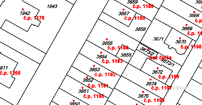 Dejvice 1183, Praha na parcele st. 3654 v KÚ Dejvice, Katastrální mapa