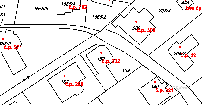 Rumburk 2-Horní Jindřichov 302, Rumburk na parcele st. 158 v KÚ Horní Jindřichov, Katastrální mapa