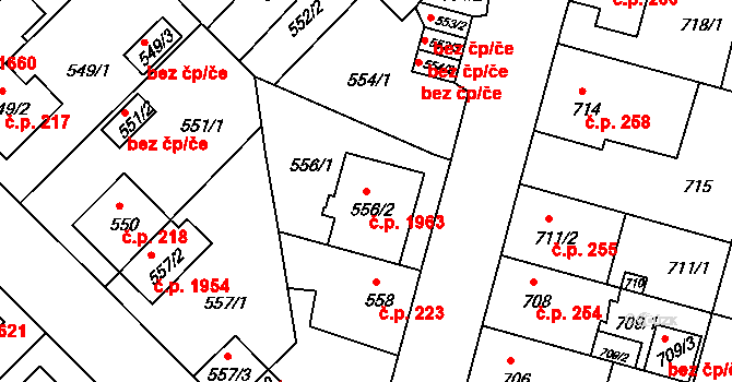 České Budějovice 5 1963, České Budějovice na parcele st. 556/2 v KÚ České Budějovice 5, Katastrální mapa