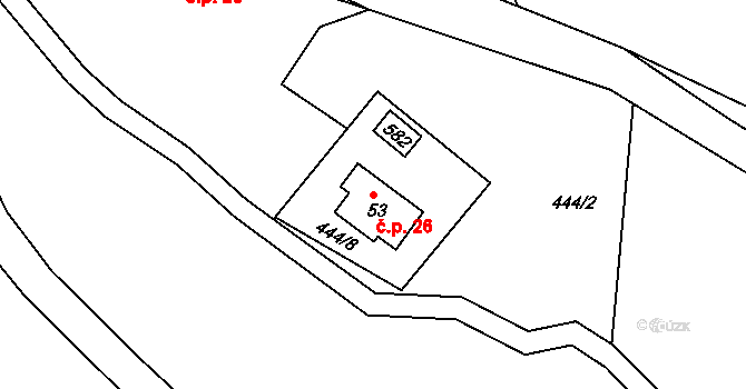 Dolní Albeřice 26, Horní Maršov na parcele st. 53 v KÚ Dolní Albeřice, Katastrální mapa