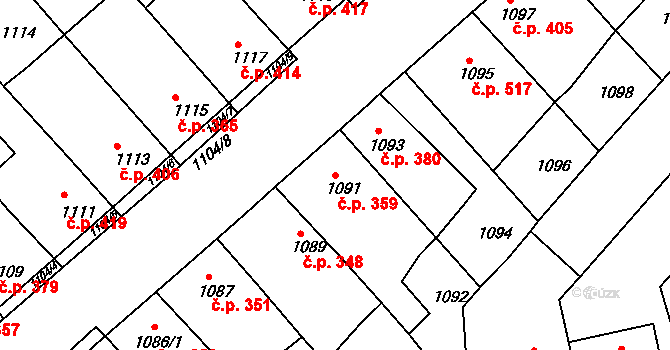 Kuřim 359 na parcele st. 1091 v KÚ Kuřim, Katastrální mapa