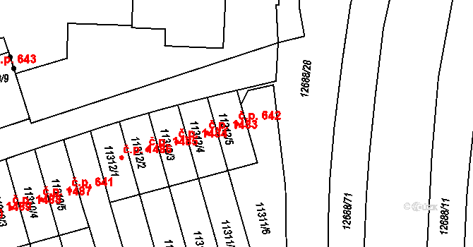 Severní Předměstí 642, Plzeň na parcele st. 11312/5 v KÚ Plzeň, Katastrální mapa