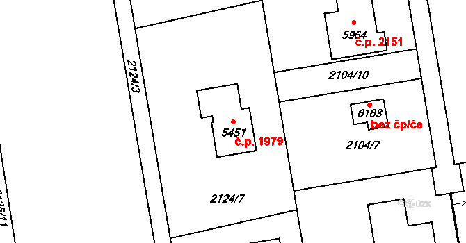 Hranice I-Město 1979, Hranice na parcele st. 5451 v KÚ Hranice, Katastrální mapa