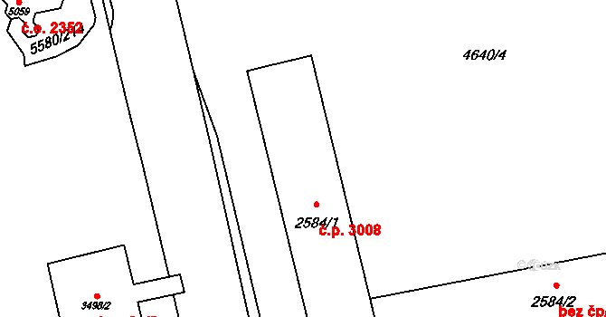 Žatec 3008 na parcele st. 2584/1 v KÚ Žatec, Katastrální mapa