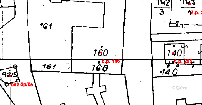 Újezd 116 na parcele st. 160 v KÚ Újezd u Uničova, Katastrální mapa