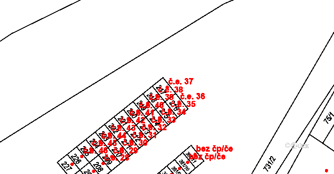 Mariánské Radčice 37 na parcele st. 217 v KÚ Mariánské Radčice, Katastrální mapa