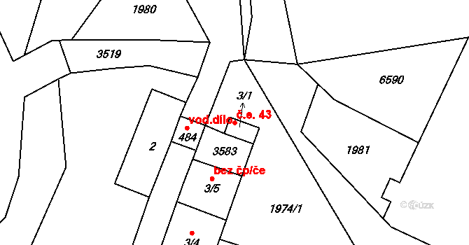 Doubravice nad Svitavou 43 na parcele st. 3/1 v KÚ Doubravice nad Svitavou, Katastrální mapa
