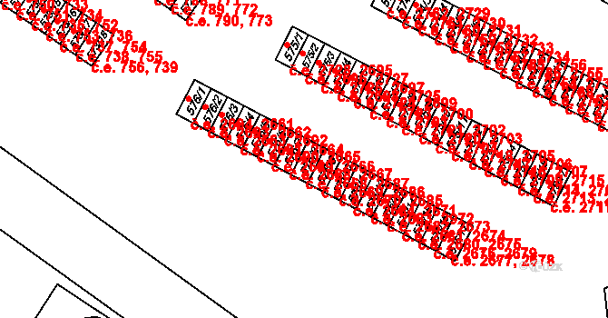 Příluky 2668,2687, Zlín na parcele st. 576/8 v KÚ Příluky u Zlína, Katastrální mapa