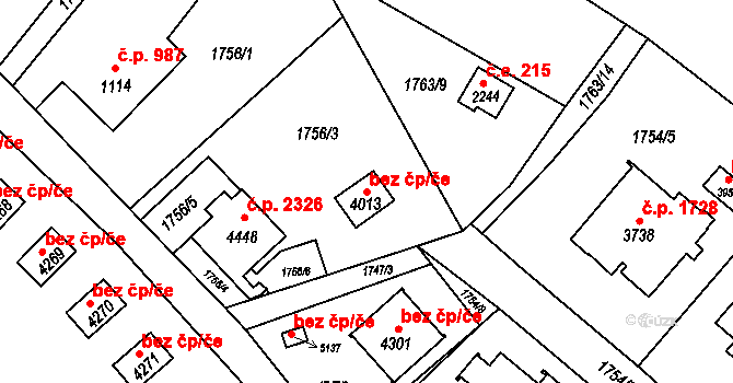 Rožnov pod Radhoštěm 39559190 na parcele st. 4013 v KÚ Rožnov pod Radhoštěm, Katastrální mapa