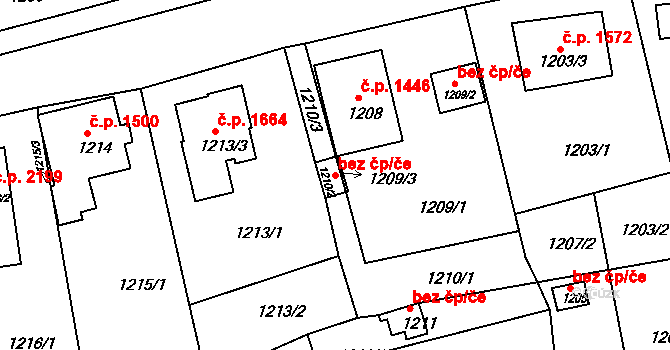 Tachov 41271190 na parcele st. 1209/3 v KÚ Tachov, Katastrální mapa
