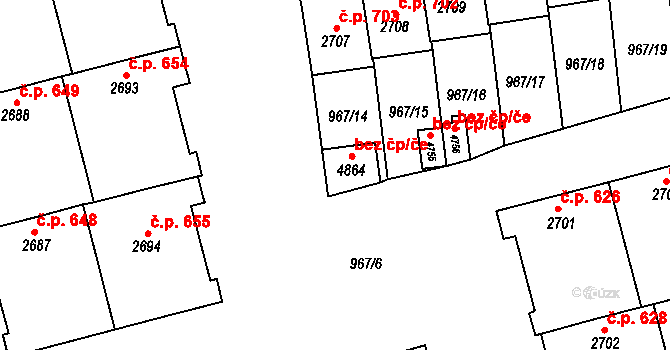 Klatovy 41919190 na parcele st. 4864 v KÚ Klatovy, Katastrální mapa
