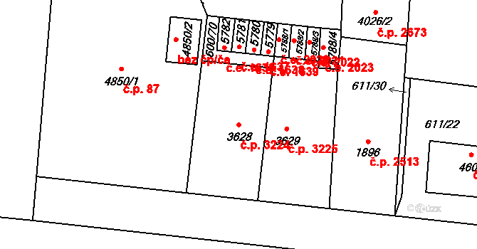 Zlín 3224 na parcele st. 3628 v KÚ Zlín, Katastrální mapa