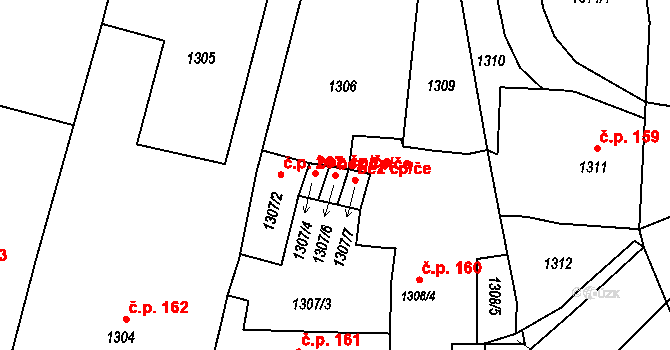 Mohelnice 42602190 na parcele st. 1307/6 v KÚ Mohelnice, Katastrální mapa