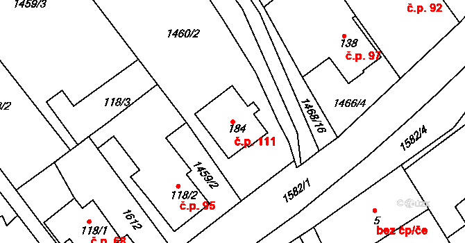 Vršovice 111 na parcele st. 184 v KÚ Vršovice u Opavy, Katastrální mapa