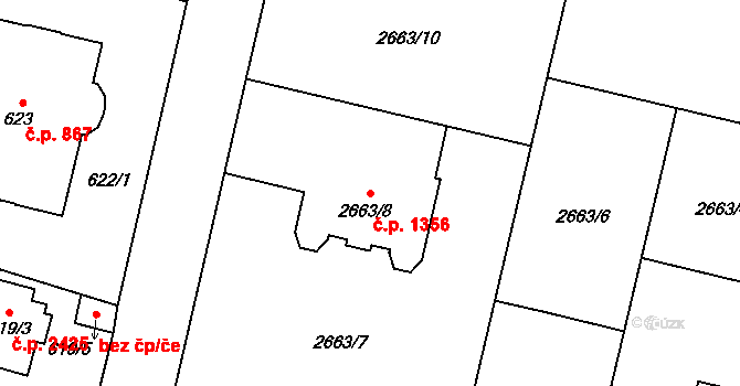 Předměstí 1356, Opava na parcele st. 2663/8 v KÚ Opava-Předměstí, Katastrální mapa