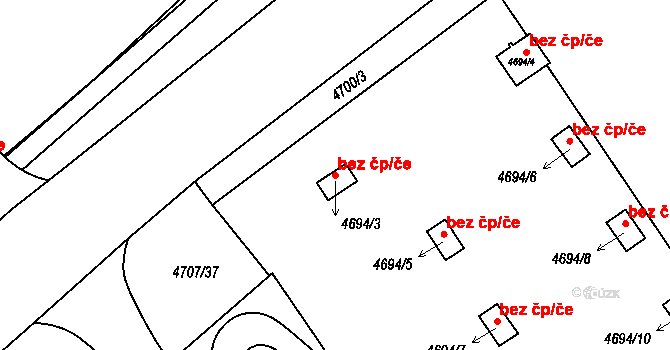Chomutov 45078190 na parcele st. 4694/3 v KÚ Chomutov I, Katastrální mapa